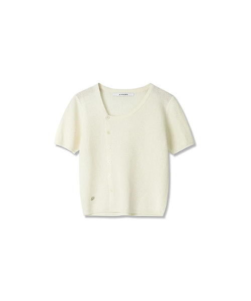 Vivacious(ビバシャス)の「Cooling Unbalanced Knit Cardigan - 4COL(カーディガン/ボレロ・レディース・ブラック/アイボリー/スカイブルー/ピンク・FREE)」の2枚目の写真