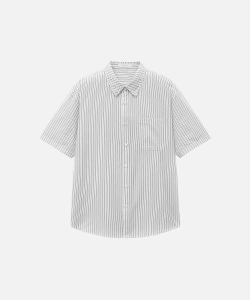 DRAW FIT（ドローフィット）の「セイヤーハーフストライプシャツ[WHITE]（シャツ/ブラウス・メンズ・その他・MEDIUM/LARGE/X-LARGE）」の3枚目の写真