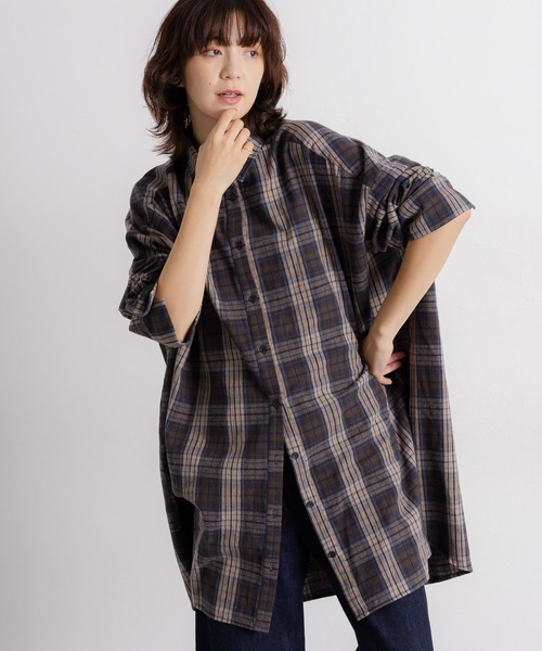 studio CLIP（スタディオクリップ）の「【daily CLIP】フェードネルシャツワンピース（シャツワンピース・レディース・ネイビー/ブラウン・FREE）」の19枚目の写真