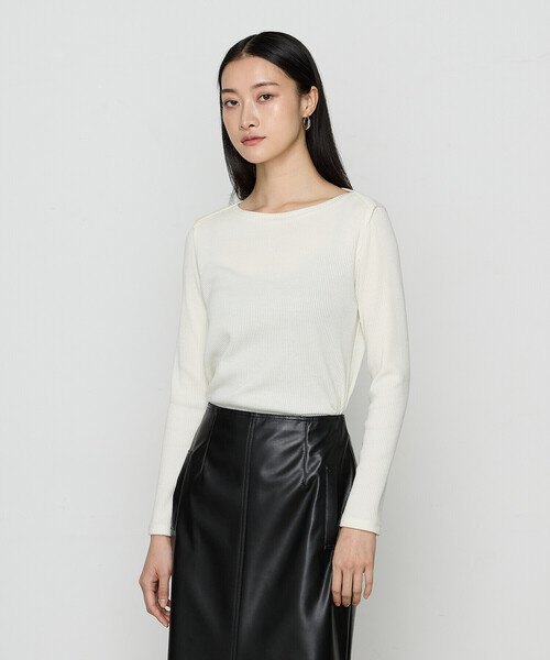 COMME CA(コムサ)の「〔 Sサイズ 〕 ラグウォーム リブ プルオーバー(Tシャツ/カットソー・レディース・ブラック/オフホワイト・5号)」の1枚目の写真