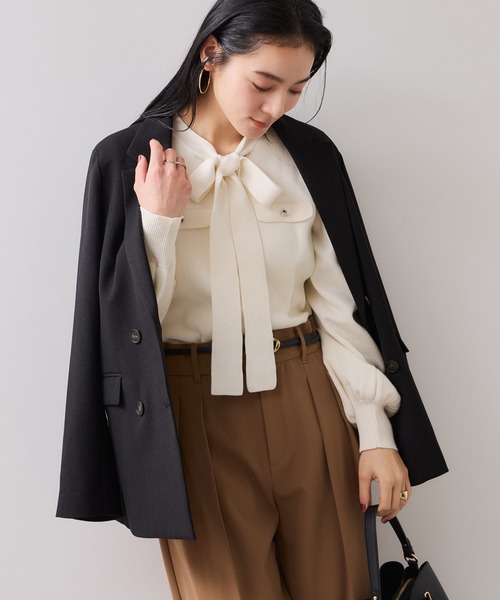 VIS（ビス）の「ニットリボン付きプルオーバー（ニット/セーター・レディース・オフホワイト/ブラック/ブルー系その他・FREE）」の11枚目の写真