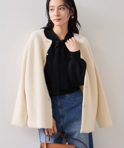 VIS（ビス）の「ニットリボン付きプルオーバー（ニット/セーター・レディース・オフホワイト/ブラック/ブルー系その他・FREE）」の14枚目の写真