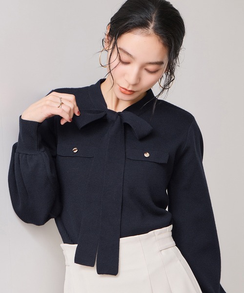 VIS（ビス）の「ニットリボン付きプルオーバー（ニット/セーター・レディース・オフホワイト/ブラック/ブルー系その他・FREE）」の16枚目の写真