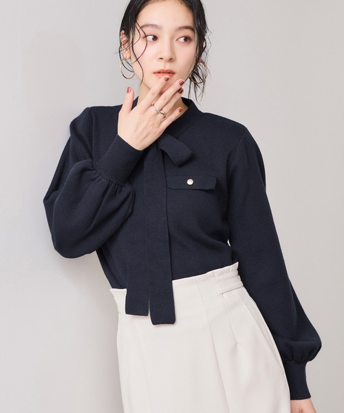 VIS（ビス）の「ニットリボン付きプルオーバー（ニット/セーター・レディース・オフホワイト/ブラック/ブルー系その他・FREE）」の18枚目の写真