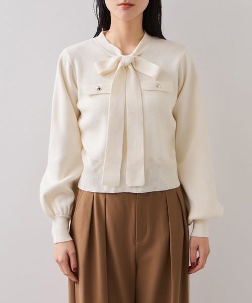 VIS（ビス）の「ニットリボン付きプルオーバー（ニット/セーター・レディース・オフホワイト/ブラック/ブルー系その他・FREE）」の21枚目の写真