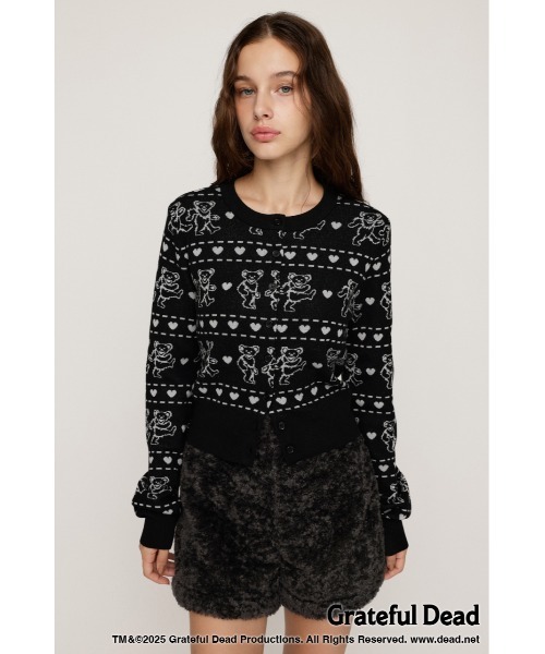 SLY(スライ)の「Grateful Dead x SLY KNIT C/D グレイトフルデッド スライ ニットカーディガン 秋服 冬服(カーディガン/ボレロ・レディース・杢グレー/ブラック/レッド・FREE)」の2枚目の写真