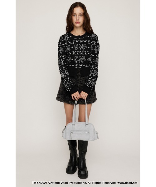 SLY(スライ)の「Grateful Dead x SLY KNIT C/D グレイトフルデッド スライ ニットカーディガン 秋服 冬服(カーディガン/ボレロ・レディース・杢グレー/ブラック/レッド・FREE)」の4枚目の写真