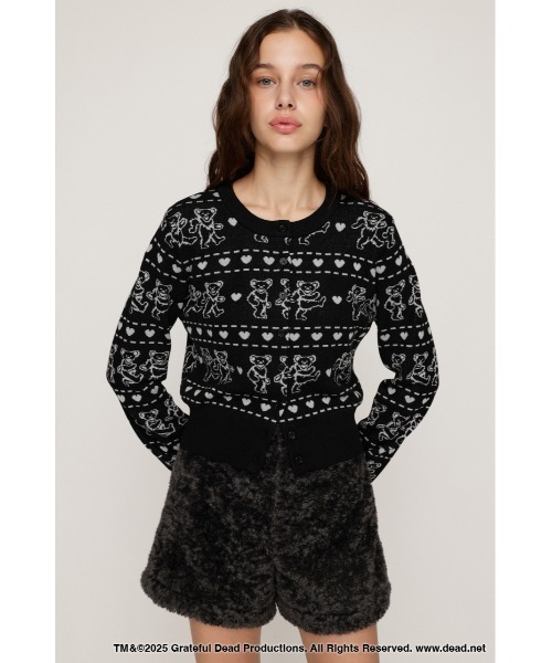 SLY(スライ)の「Grateful Dead x SLY KNIT C/D グレイトフルデッド スライ ニットカーディガン 秋服 冬服(カーディガン/ボレロ・レディース・杢グレー/ブラック/レッド・FREE)」の5枚目の写真
