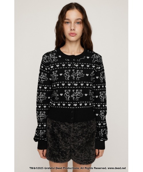 SLY(スライ)の「Grateful Dead x SLY KNIT C/D グレイトフルデッド スライ ニットカーディガン 秋服 冬服(カーディガン/ボレロ・レディース・杢グレー/ブラック/レッド・FREE)」の6枚目の写真