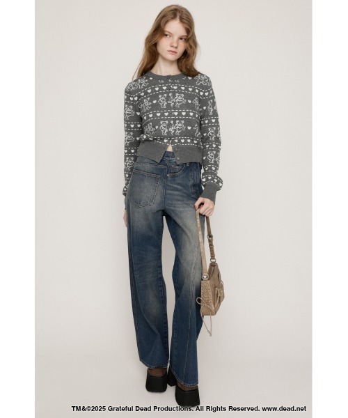 SLY(スライ)の「Grateful Dead x SLY KNIT C/D グレイトフルデッド スライ ニットカーディガン 秋服 冬服(カーディガン/ボレロ・レディース・杢グレー/ブラック/レッド・FREE)」の7枚目の写真