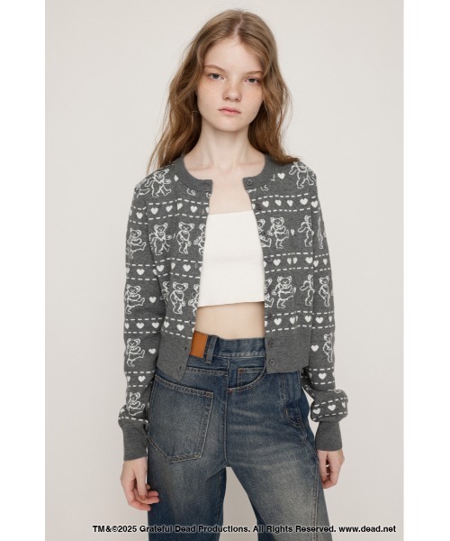 SLY(スライ)の「Grateful Dead x SLY KNIT C/D グレイトフルデッド スライ ニットカーディガン 秋服 冬服(カーディガン/ボレロ・レディース・杢グレー/ブラック/レッド・FREE)」の8枚目の写真