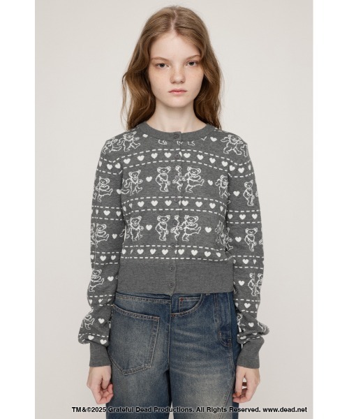 SLY(スライ)の「Grateful Dead x SLY KNIT C/D グレイトフルデッド スライ ニットカーディガン 秋服 冬服(カーディガン/ボレロ・レディース・杢グレー/ブラック/レッド・FREE)」の9枚目の写真