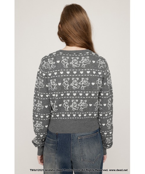 SLY(スライ)の「Grateful Dead x SLY KNIT C/D グレイトフルデッド スライ ニットカーディガン 秋服 冬服(カーディガン/ボレロ・レディース・杢グレー/ブラック/レッド・FREE)」の11枚目の写真