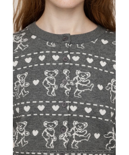 SLY(スライ)の「Grateful Dead x SLY KNIT C/D グレイトフルデッド スライ ニットカーディガン 秋服 冬服(カーディガン/ボレロ・レディース・杢グレー/ブラック/レッド・FREE)」の12枚目の写真