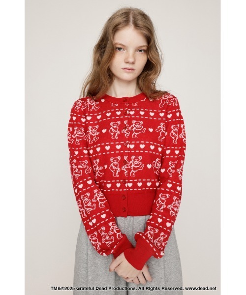 SLY(スライ)の「Grateful Dead x SLY KNIT C/D グレイトフルデッド スライ ニットカーディガン 秋服 冬服(カーディガン/ボレロ・レディース・杢グレー/ブラック/レッド・FREE)」の16枚目の写真