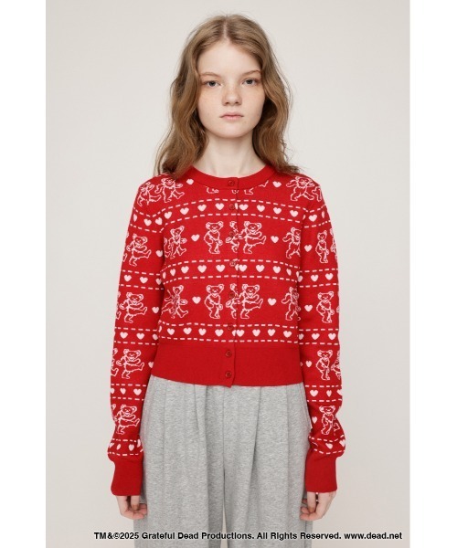 SLY(スライ)の「Grateful Dead x SLY KNIT C/D グレイトフルデッド スライ ニットカーディガン 秋服 冬服(カーディガン/ボレロ・レディース・杢グレー/ブラック/レッド・FREE)」の17枚目の写真