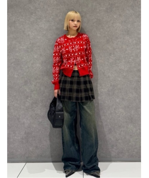SLY(スライ)の「Grateful Dead x SLY KNIT C/D グレイトフルデッド スライ ニットカーディガン 秋服 冬服(カーディガン/ボレロ・レディース・杢グレー/ブラック/レッド・FREE)」の20枚目の写真