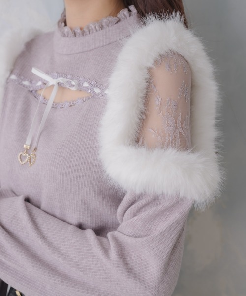 couture BY ROJITA（クチュールバイロジータ）の「ファーショルダートップス（Tシャツ/カットソー・レディース・パープル/ホワイト/ブラック・FREE）」の21枚目の写真