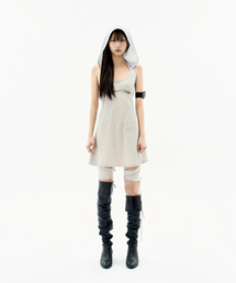 OJOS（オホス）の「Halter Hoodie Apron Dress / Grey（ワンピース）」
