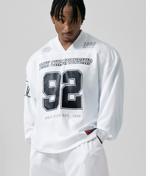 DRIX(ドリックス)の「ラグビーオーバーサイズジャージロングスリーブ_ホワイト(Tシャツ/カットソー・メンズ・その他・MEDIUM/LARGE/X-LARGE/XX-LARGE)」の1枚目の写真