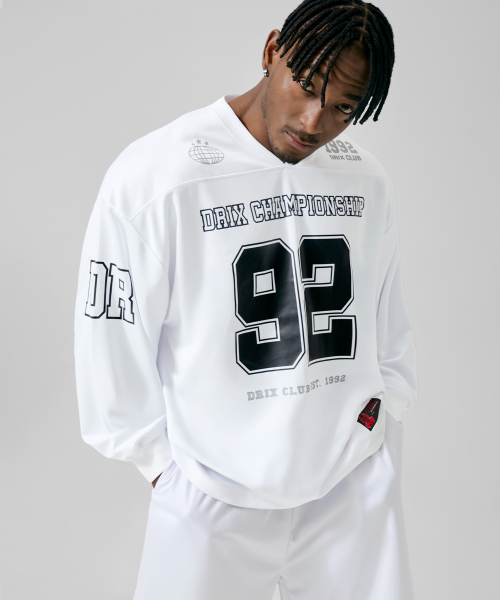 DRIX(ドリックス)の「ラグビーオーバーサイズジャージロングスリーブ_ホワイト(Tシャツ/カットソー・メンズ・その他・MEDIUM/LARGE/X-LARGE/XX-LARGE)」の2枚目の写真