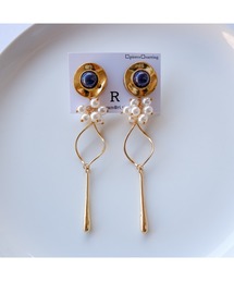 【R】882  ボタン×パールピアス(MA)