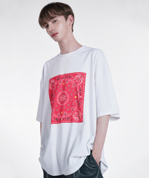 PAISLEY LOGO BANDANA T-SHIRTS WHITE/RED