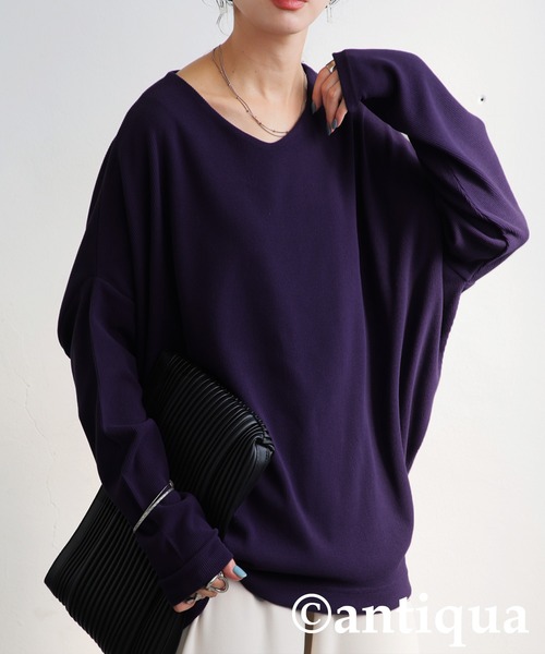 antiqua(アンティカ)の「シュッと美 起毛 リブ トップス(Tシャツ/カットソー・レディース・ブルー/ブラック系その他/グレー系その他/ブラック/アイボリー/レッド系その他/レッド/パープル系その他/ベージュ系その他/ホワイト系その他/パープル/ブルー系その他/ベージュ/ダークグレー・ONESIZE)」の11枚目の写真