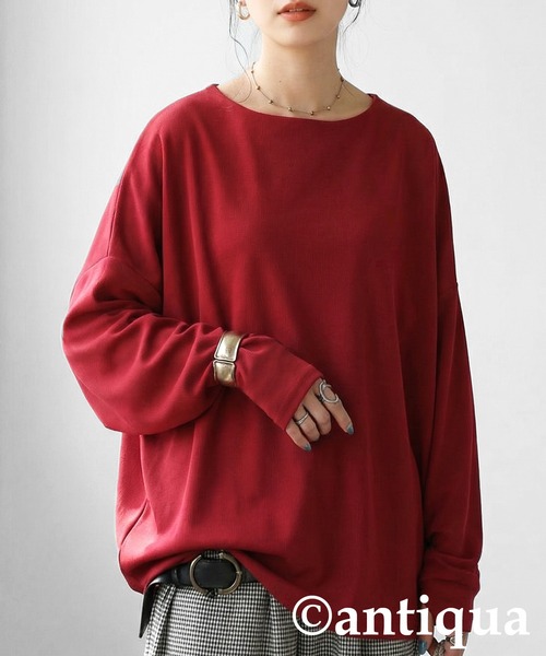 antiqua(アンティカ)の「シュッと美 起毛 リブ トップス(Tシャツ/カットソー・レディース・ブルー/ブラック系その他/グレー系その他/ブラック/アイボリー/レッド系その他/レッド/パープル系その他/ベージュ系その他/ホワイト系その他/パープル/ブルー系その他/ベージュ/ダークグレー・ONESIZE)」の14枚目の写真