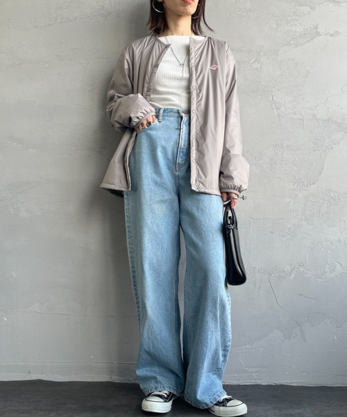 DANTON（ダントン）の「[DANTON/ダントン] ナイロンタフタ インサレーションノーカラージャケット（ノーカラージャケット・レディース・ブラック/グレイッシュベージュ・M/L/XL）」の7枚目の写真