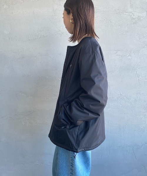 DANTON ダントン　インサレーションジャケット　ノーカラー　ナイロン　紺 DANTON/ダントン] ナイロンタフタ インサレーションノーカラー