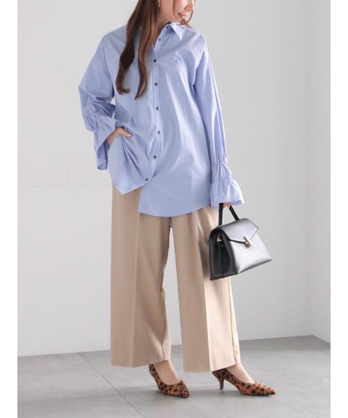 Te chichi(テチチ)の「【宮本茉由着用】ピンタックフレアカフスシャツ(シャツ/ブラウス・レディース・オフホワイト/サックスブルー・F)」の6枚目の写真