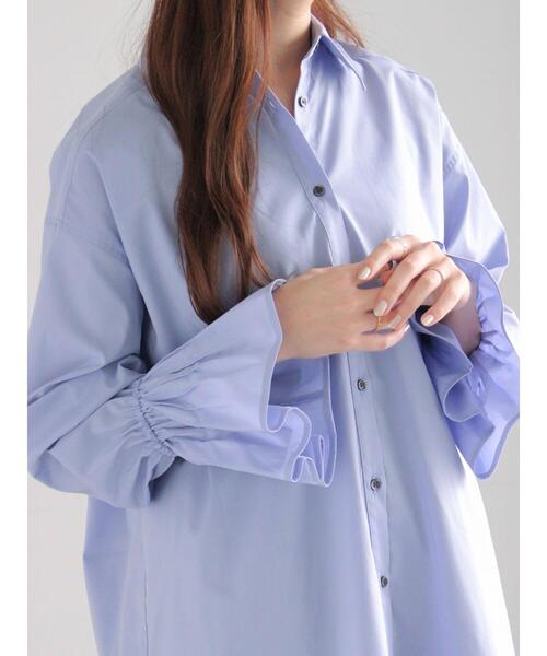 Te chichi(テチチ)の「【宮本茉由着用】ピンタックフレアカフスシャツ(シャツ/ブラウス・レディース・オフホワイト/サックスブルー・F)」の10枚目の写真