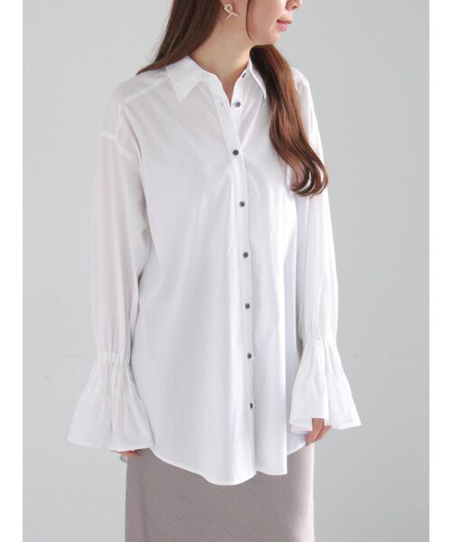 Te chichi(テチチ)の「【宮本茉由着用】ピンタックフレアカフスシャツ(シャツ/ブラウス・レディース・オフホワイト/サックスブルー・F)」の13枚目の写真