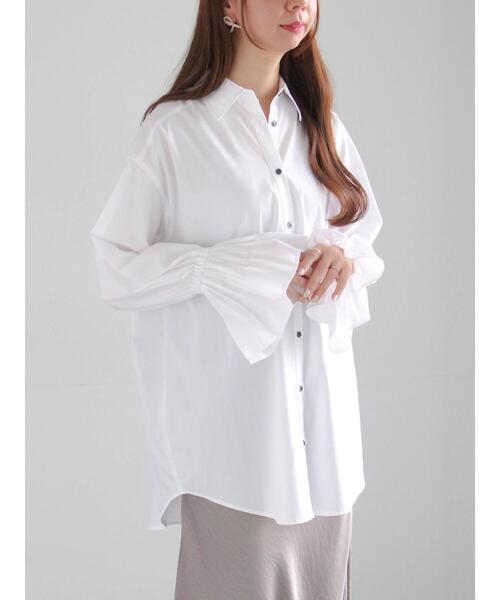 Te chichi(テチチ)の「【宮本茉由着用】ピンタックフレアカフスシャツ(シャツ/ブラウス・レディース・オフホワイト/サックスブルー・F)」の14枚目の写真