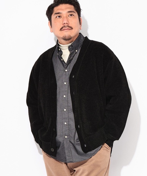 B&T CLUB(ビーティークラブ)の「B&T CLUB (ビーアンドティークラブ) Wフェイス モール カーディガン(カーディガン/ボレロ・メンズ・ブラック/グリーン/ブラウン・4L/3L/5L)」の1枚目の写真