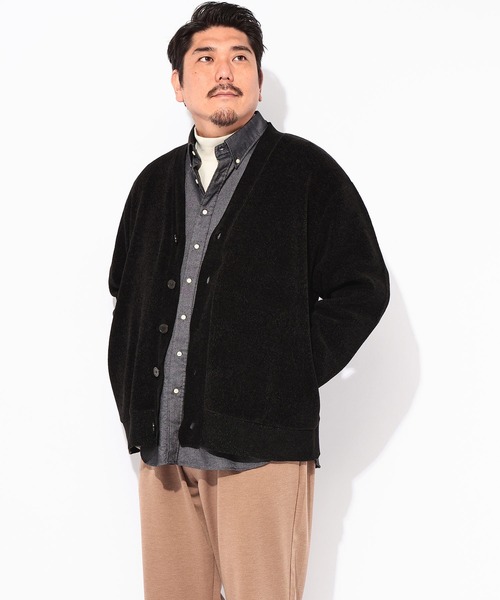 B&T CLUB(ビーティークラブ)の「B&T CLUB (ビーアンドティークラブ) Wフェイス モール カーディガン(カーディガン/ボレロ・メンズ・ブラック/グリーン/ブラウン・4L/3L/5L)」の4枚目の写真
