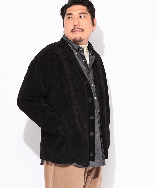 B&T CLUB(ビーティークラブ)の「B&T CLUB (ビーアンドティークラブ) Wフェイス モール カーディガン(カーディガン/ボレロ・メンズ・ブラック/グリーン/ブラウン・4L/3L/5L)」の5枚目の写真