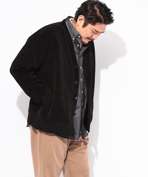 B&T CLUB(ビーティークラブ)の「B&T CLUB (ビーアンドティークラブ) Wフェイス モール カーディガン(カーディガン/ボレロ・メンズ・ブラック/グリーン/ブラウン・4L/3L/5L)」の6枚目の写真
