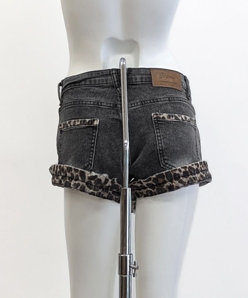 セール】折り返しヒョウ柄デニムショートパンツ（デニムパンツ）｜Riff