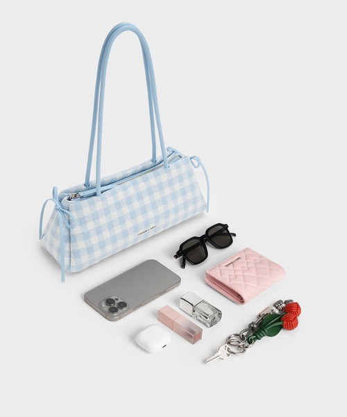 CHARLES & KEITH Hazel ギンガムボウショルダーバッグ Hazel ヘーゼル ギンガムボウショルダーバッグ（トートバッグ