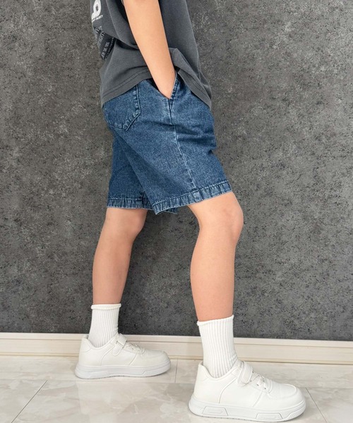 SHISKY(シスキー)の「ケミカルウォッシュ デニム ハーフパンツ(デニムパンツ・キッズ・ブルー/ブラック・110/120/130/140/150/160)」の9枚目の写真