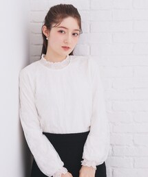 index | フリルハイネックレーストップス【洗濯機OK】(シャツ/ブラウス)