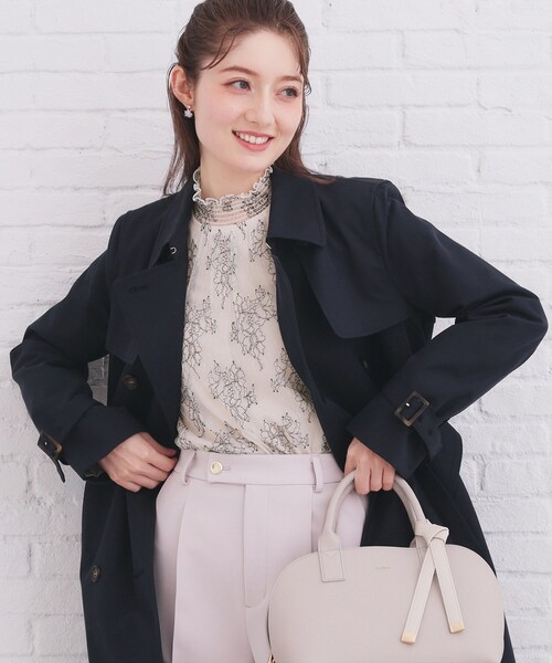 index(インデックス)の「フリルハイネックレーストップス【洗濯機OK】(シャツ/ブラウス・レディース・オフホワイト/ブラック/ベージュ系その他7・42/40/38/36)」の12枚目の写真