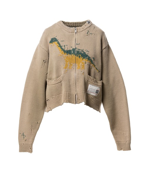 Maison MIHARA YASUHIRO(メゾンミハラヤスヒロ)の「Dinosaur Jacquard Knit Cardigan(カーディガン/ボレロ・レディース・ブラック/ベージュ・36/38)」の2枚目の写真
