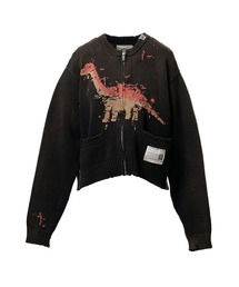 Dinosaur Jacquard Knit Cardigan
