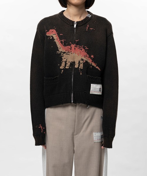 Maison MIHARA YASUHIRO(メゾンミハラヤスヒロ)の「Dinosaur Jacquard Knit Cardigan(カーディガン/ボレロ・レディース・ブラック/ベージュ・36/38)」の9枚目の写真