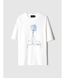 POKER FACE（ポーカーフェイス）の「BIG BLUE FLOWER STITCH T-SHIRTS WHITE（Tシャツ/カットソー）」