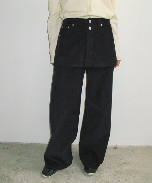 RONRON(ロンロン)の「HEART POCKET CORDUROY SKIRT LAYERED PANTS NAVY(その他パンツ・レディース・その他・S/M)」の4枚目の写真