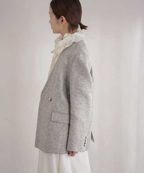 &NAVY ツィーディーダブルジャケット（ノーカラージャケット）｜IENA